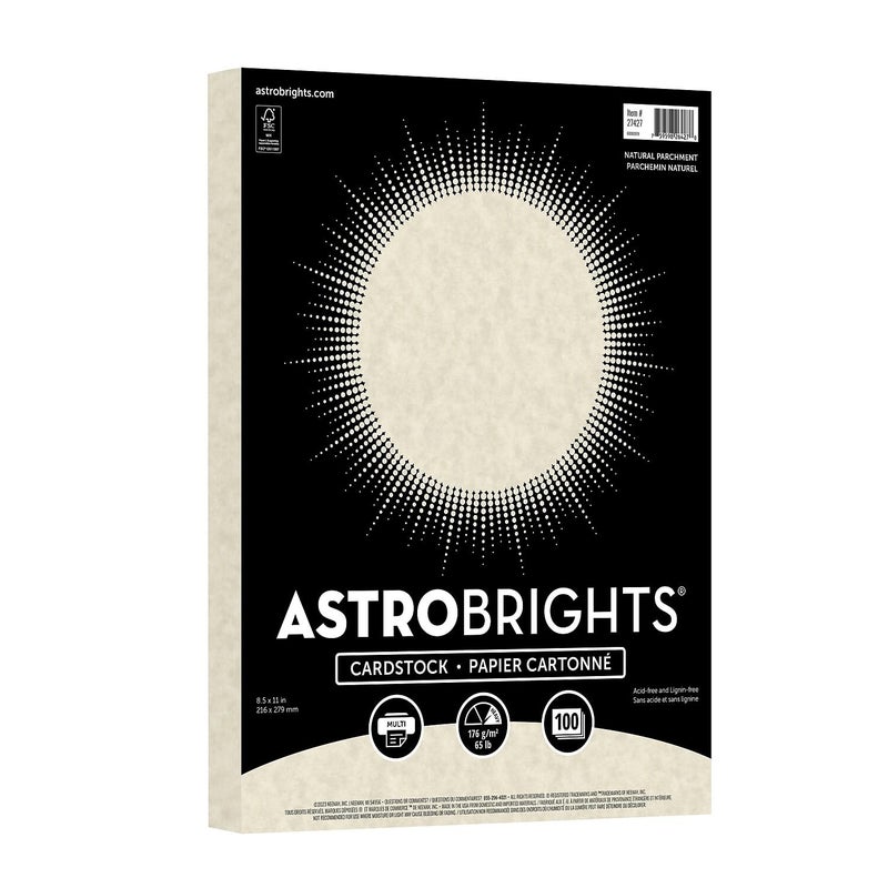 Astrobrights Specialty Parchment Cardstock, 8.5" x 11", 65 lb/176 gsm, Natural (Ivory), 100 Sheets (27427-01) - Image 1